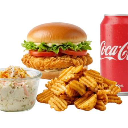 Burger + Wedges + Salad + Cola Salada